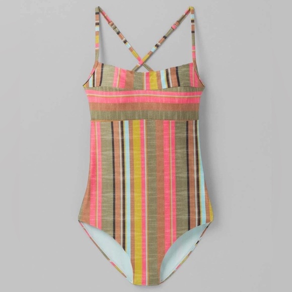 prAna Lurisia Size M colorful Adjustable Tie-Back One Piece Swimsuit Swim Cacti - Picture 3 of 9